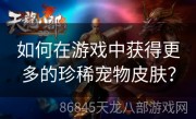 如何在游戏中获得更多的珍稀宠物皮肤？