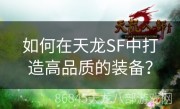 如何在天龙SF中打造高品质的装备？