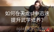 如何在天龙sf中迅速提升武学修养？