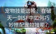 宠物技能选择：在破天一剑SF中如何巧妙搭配宠物技能？